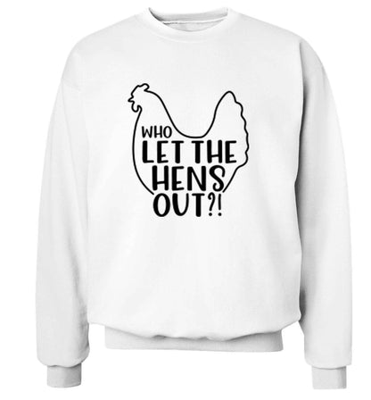 Who let the hens out adult's unisex white sweater 2XL