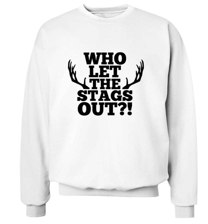 Who let the stags out adult's unisex white sweater 2XL
