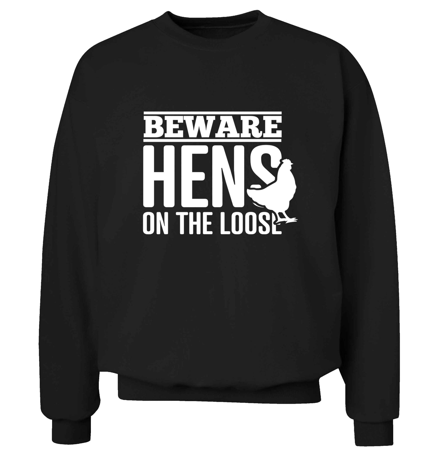 Beware hens on the loose adult's unisex black sweater 2XL