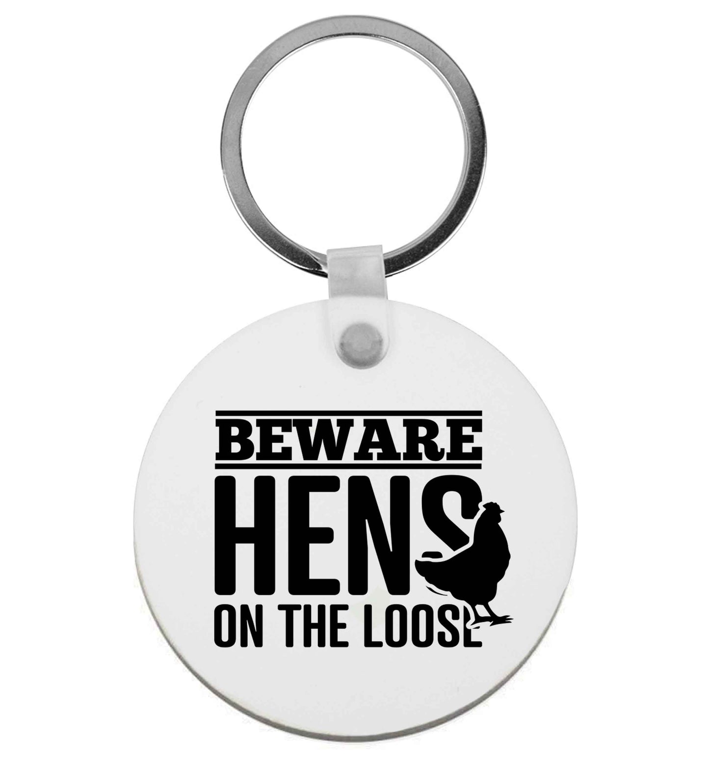 Beware hens on the loose | Keyring
