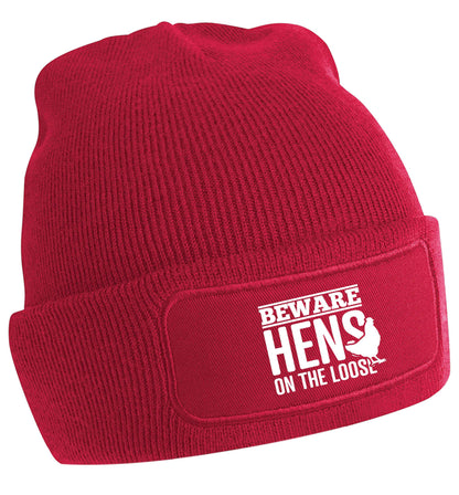 Beware hens on the loose beanie hat
