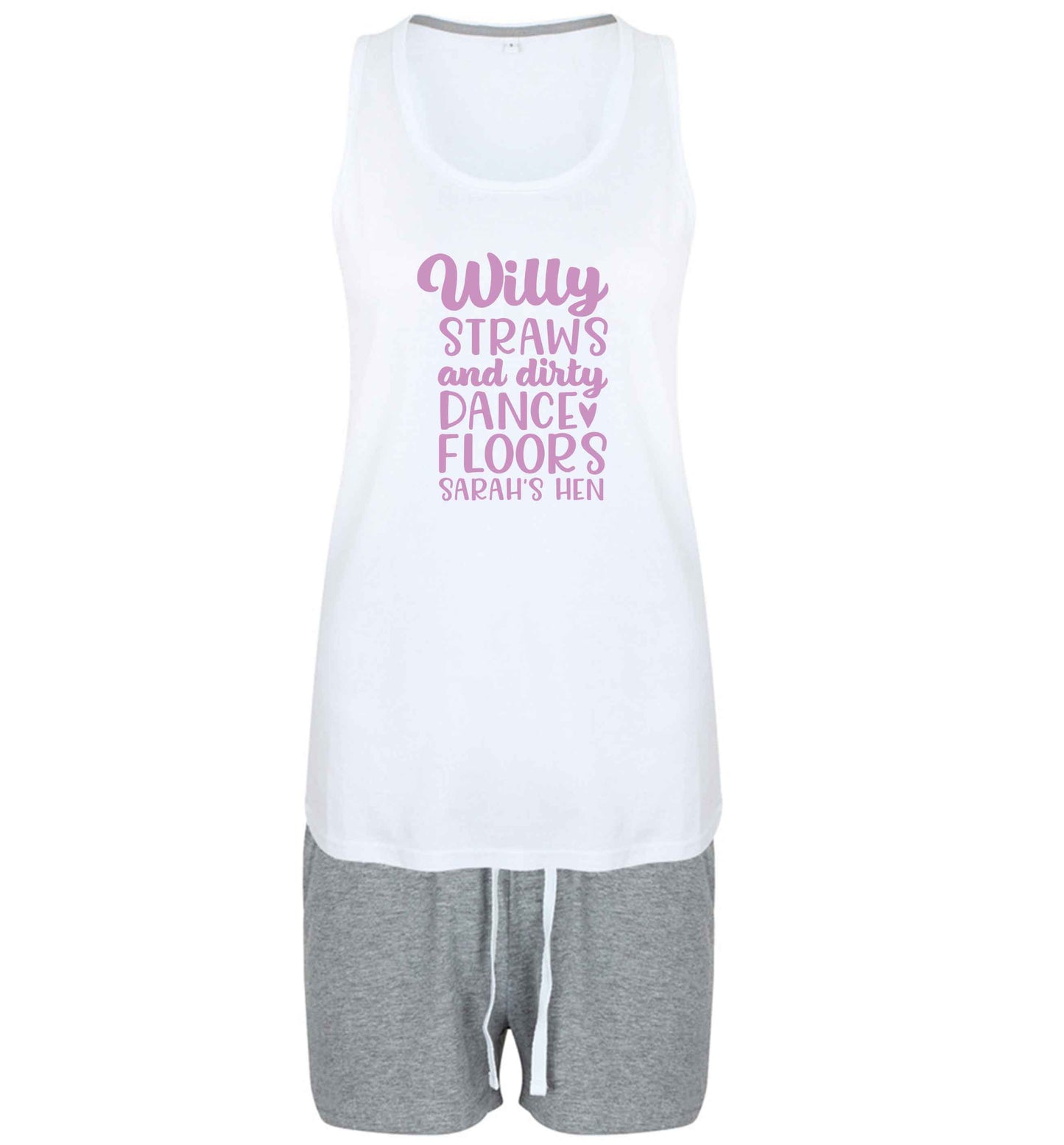 Willy straws and dirty dance floors size XL women's pyjama shorts set in pink 