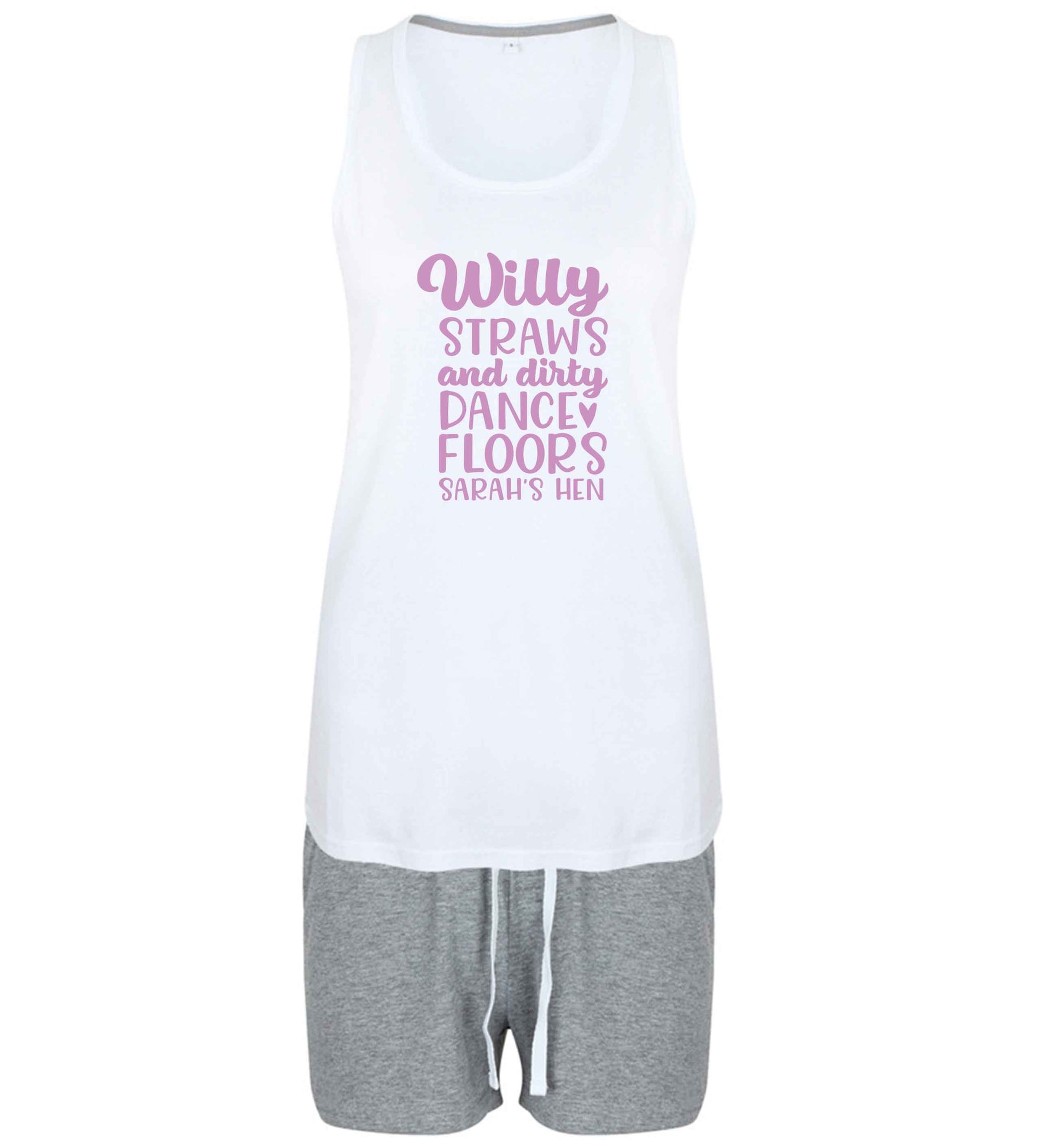 Willy straws and dirty dance floors size XL women's pyjama shorts set in pink 