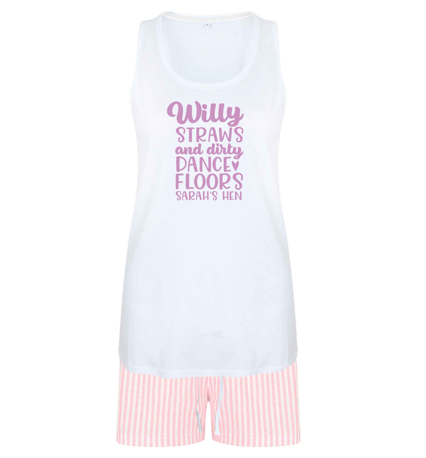 Willy straws and dirty dance floors size XL women's pyjama shorts set in pink 
