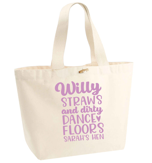 Willy straws and dirty dance floors organic cotton premium tote bag with wooden toggle in natural