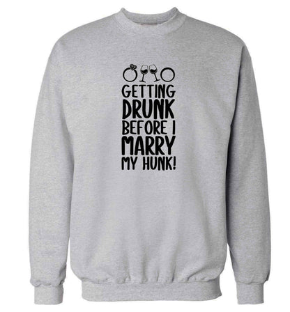 Getting drunk before I marry my hunk adult's unisex grey sweater 2XL