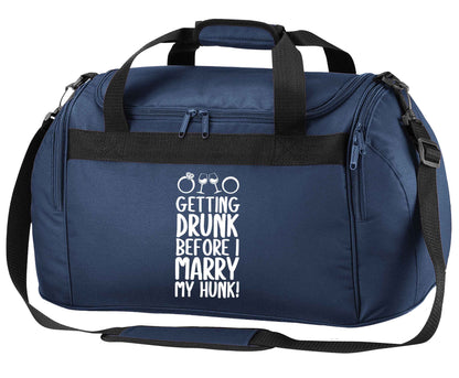 Getting drunk before I marry my hunk navy holdall / duffel bag