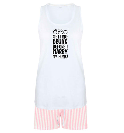 Getting drunk before I marry my hunk size XL women's pyjama shorts set in pink 