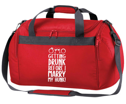 Getting drunk before I marry my hunk red holdall / duffel bag