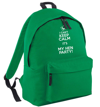 I can't keep calm it's my hen party green adults backpack