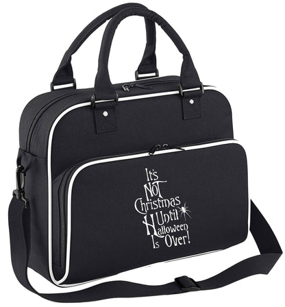 It's not Christmas until Halloween is over children's dance bag black with white detail
