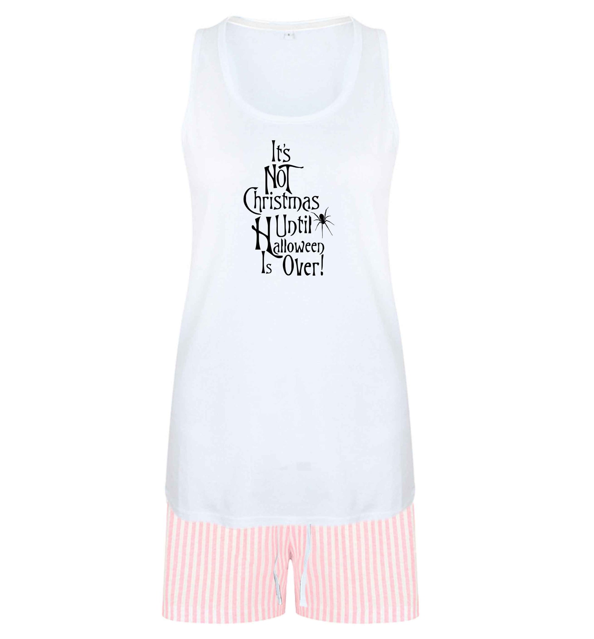 It's not Christmas until Halloween is over size XL women's pyjama shorts set in pink 
