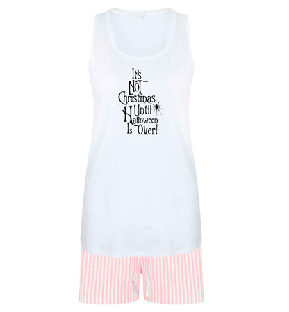 It's not Christmas until Halloween is over size XL women's pyjama shorts set in pink 