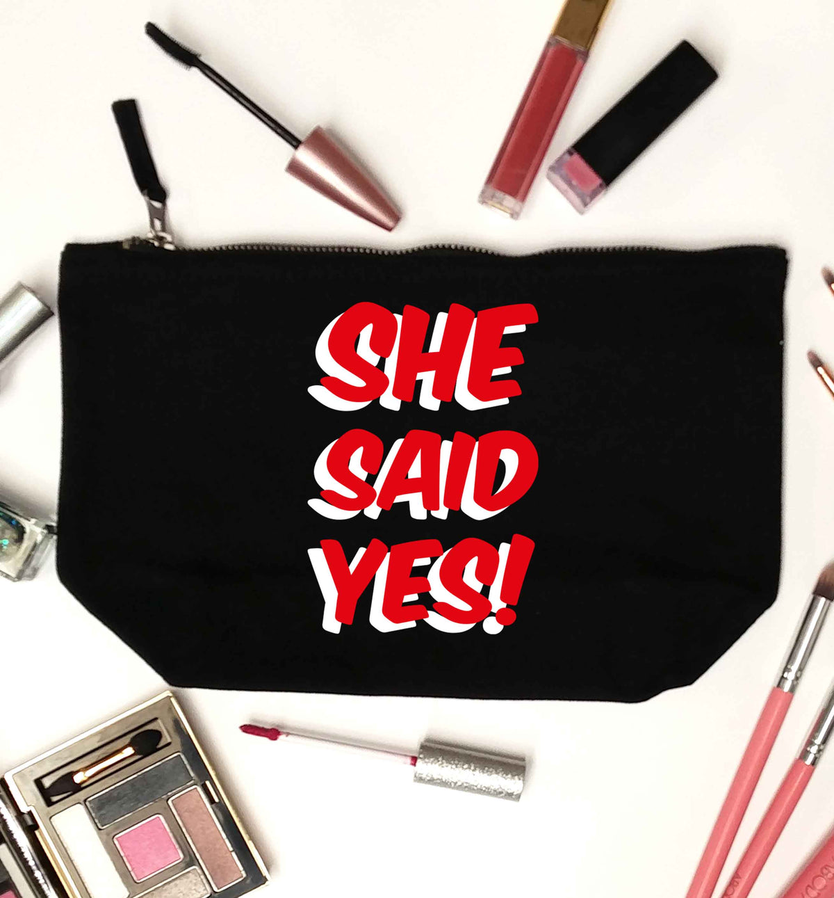 She said yes black makeup bag