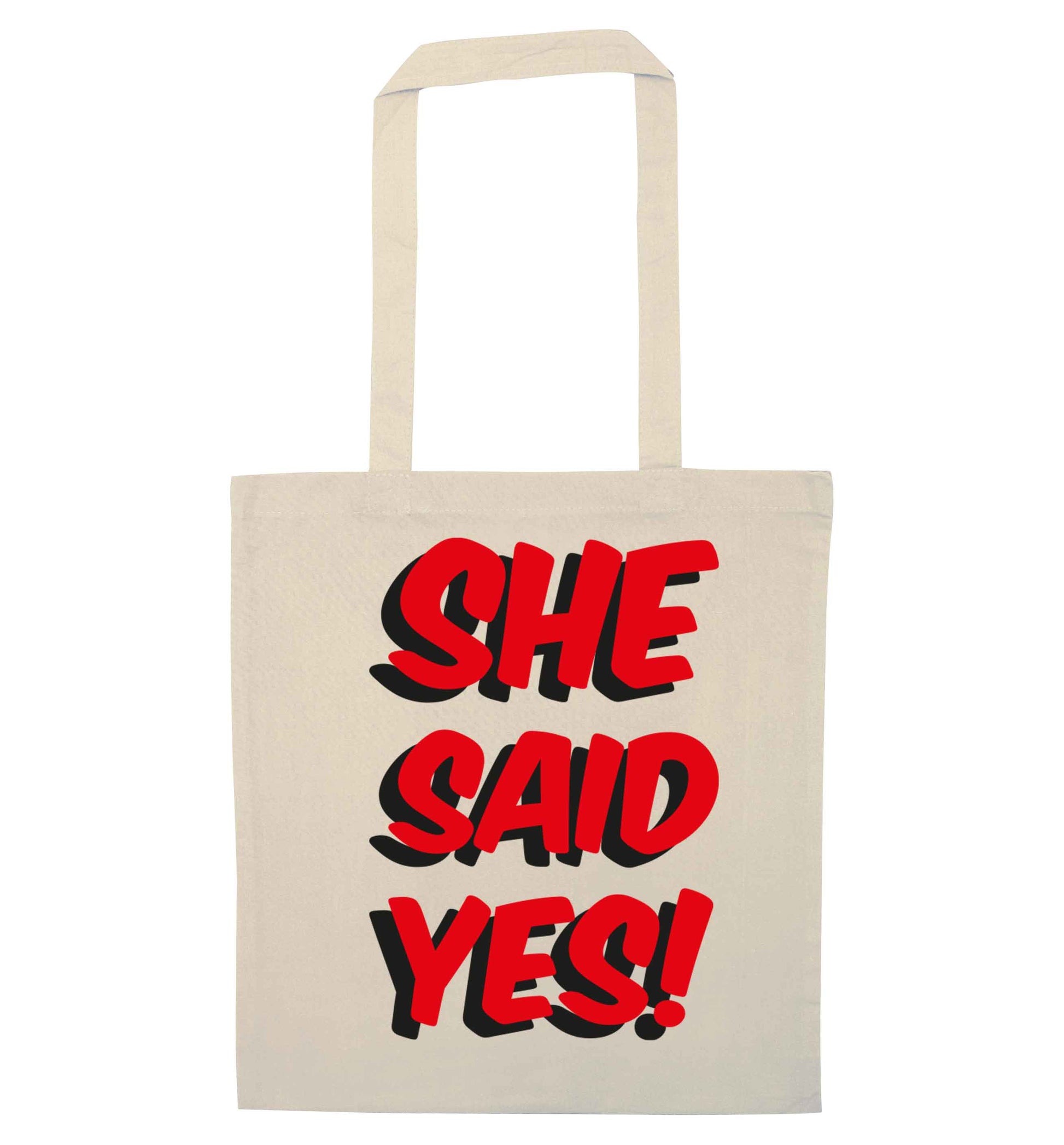 She said yes natural tote bag