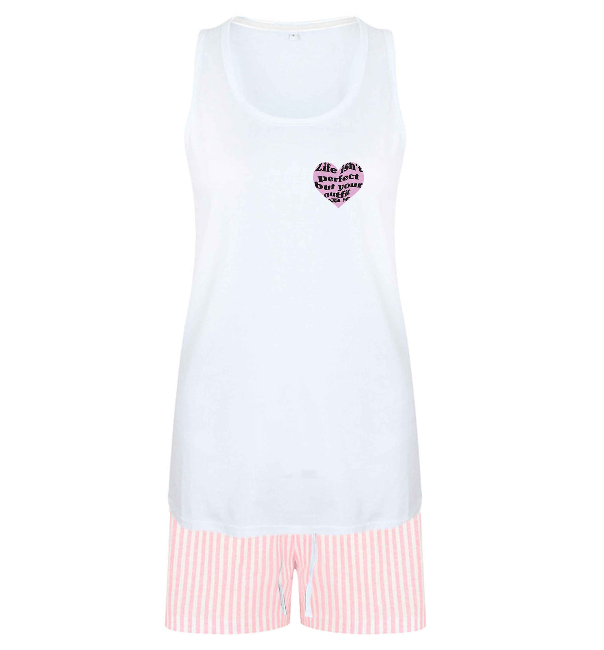 Life isn't perfect but your outfit can be size XL women's pyjama shorts set in pink 