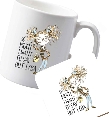 10 oz Ceramic mug and coaster So much I want to say I cba illustration   both sides