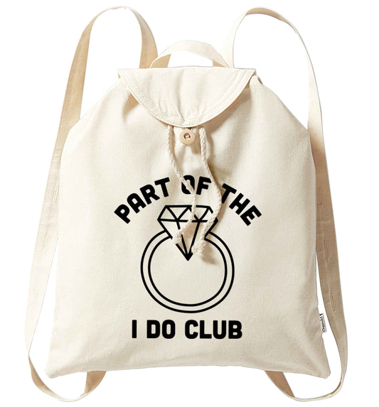 Part of the I do club organic cotton backpack tote with wooden buttons in natural