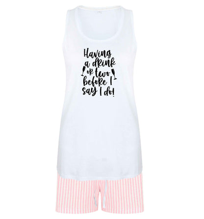 Having a drink or two before I say I do size XL women's pyjama shorts set in pink 