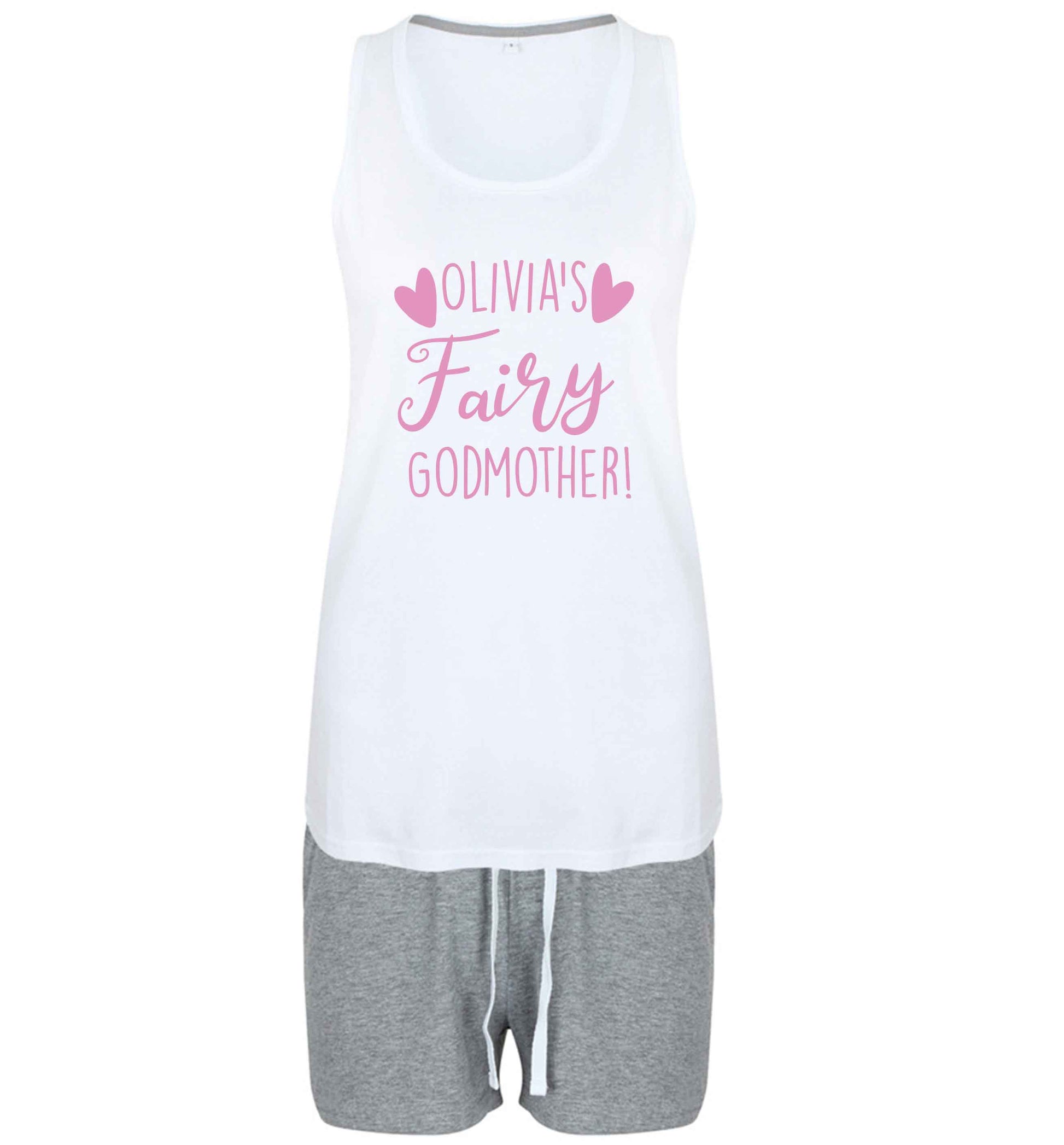 Personalised fairy Godmother size XL women's pyjama shorts set in pink 