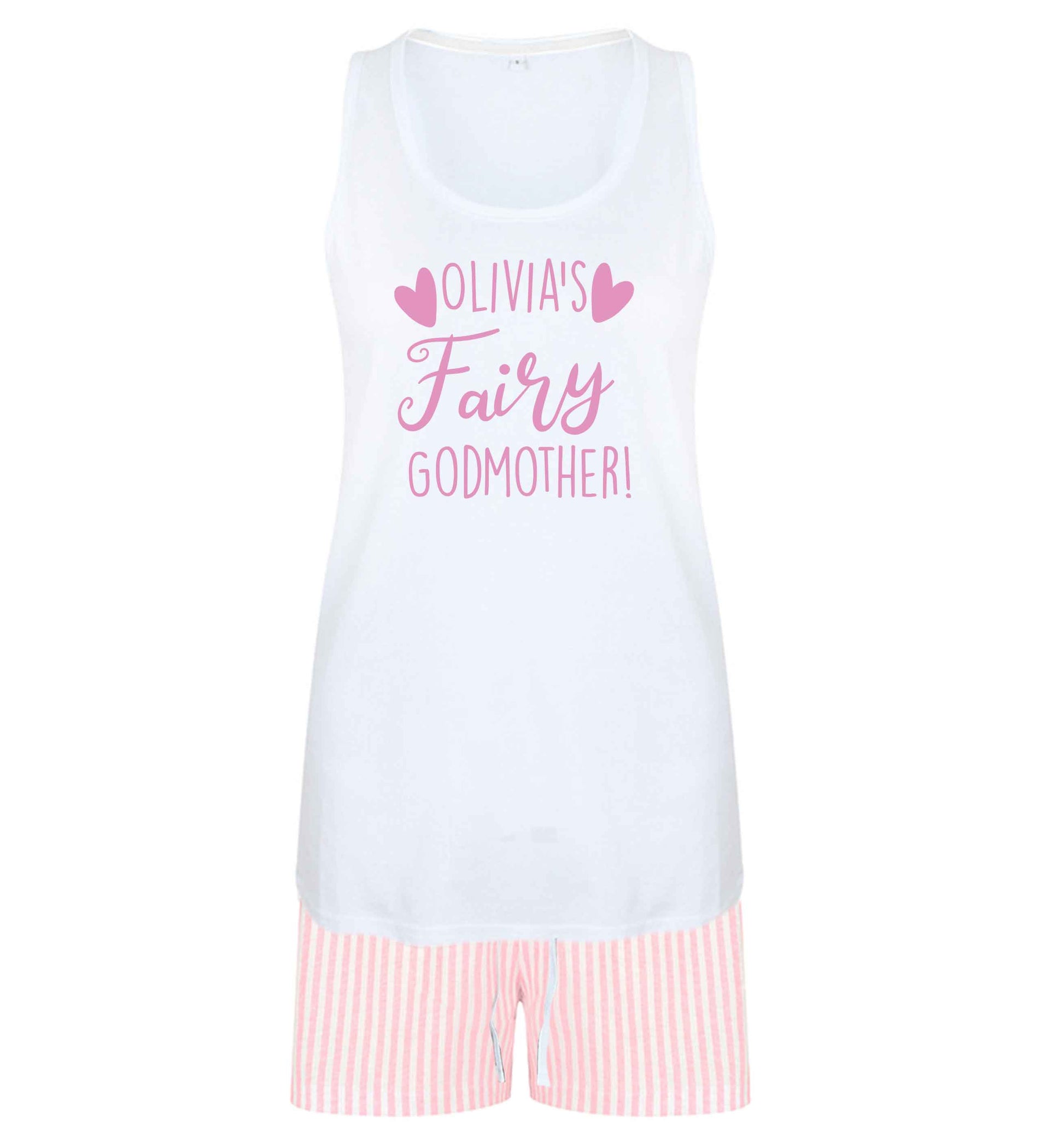 Personalised fairy Godmother size XL women's pyjama shorts set in pink 