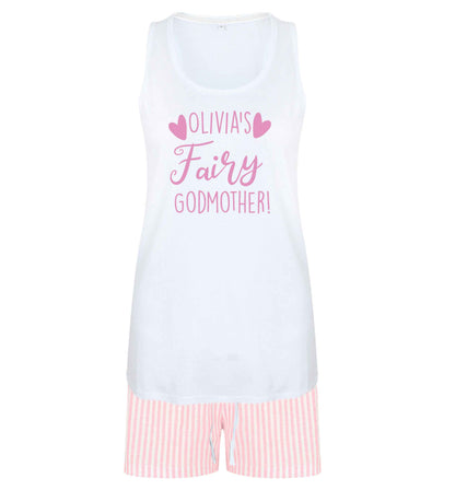 Personalised fairy Godmother size XL women's pyjama shorts set in pink 