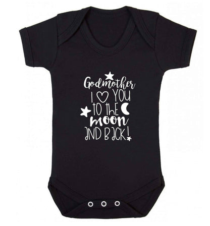 Godmother I love you to the moon and back baby vest black 18-24 months