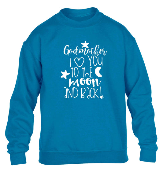 Godmother I love you to the moon and back children's blue sweater 12-13 Years