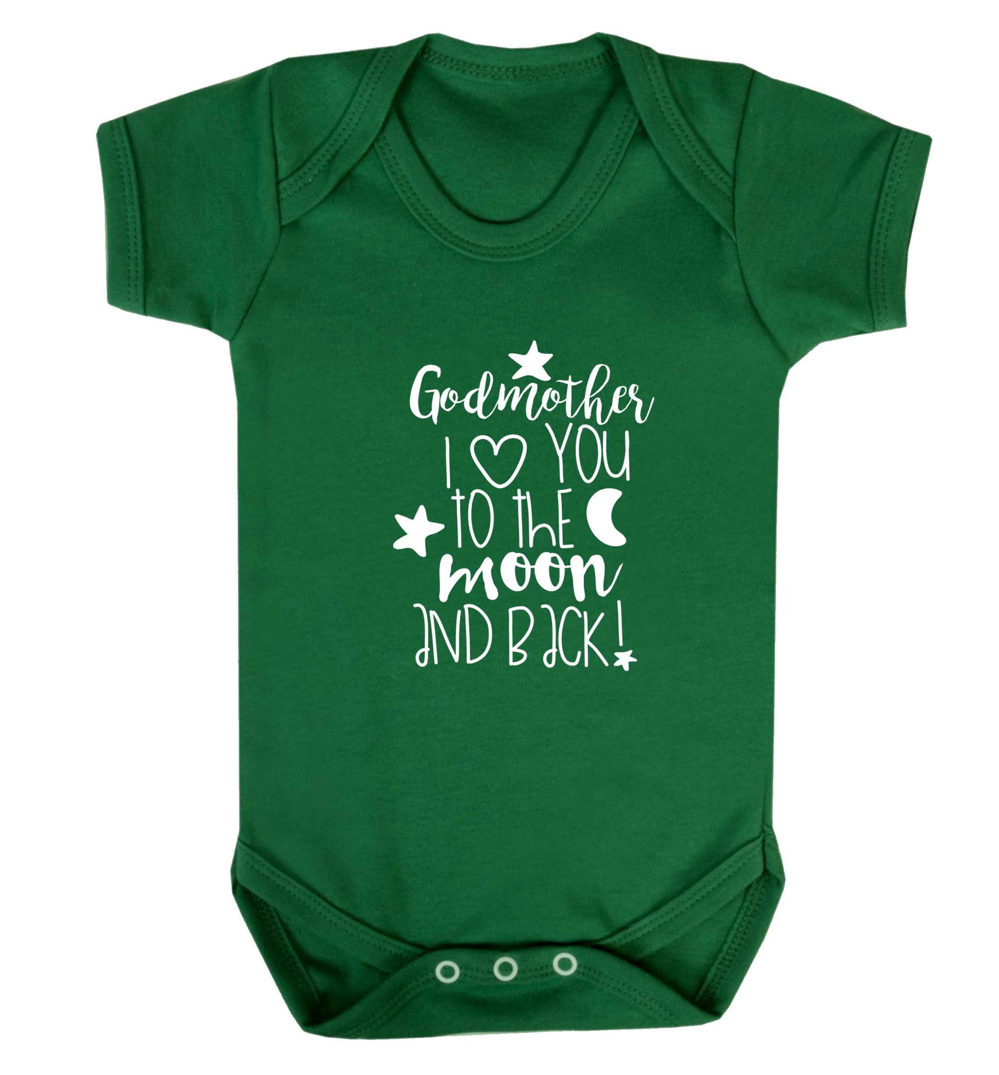 Godmother I love you to the moon and back baby vest green 18-24 months