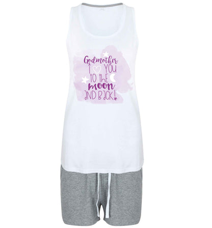 Godmother I love you to the moon and back size XL women's pyjama shorts set in pink 