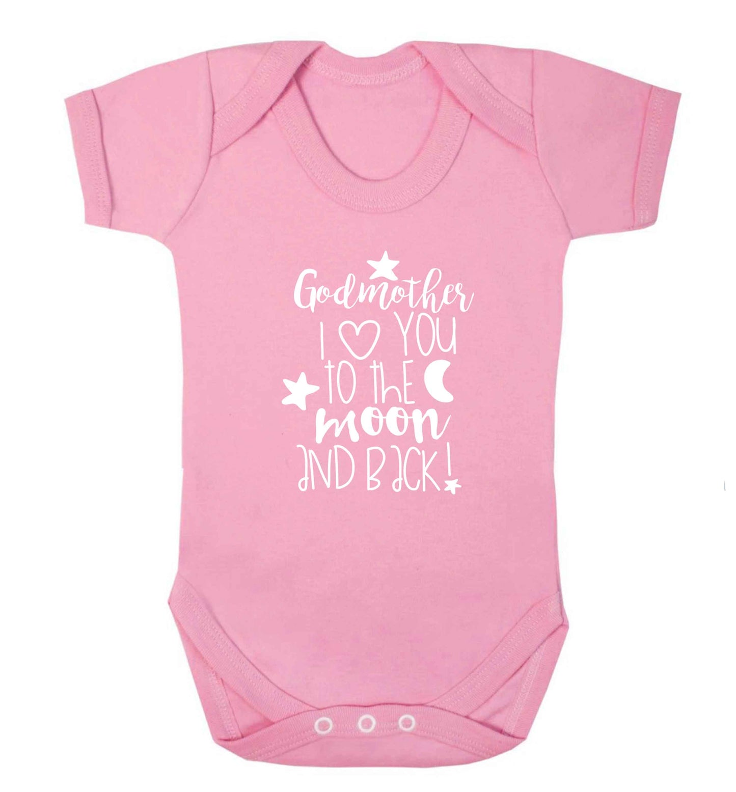 Godmother I love you to the moon and back baby vest pale pink 18-24 months