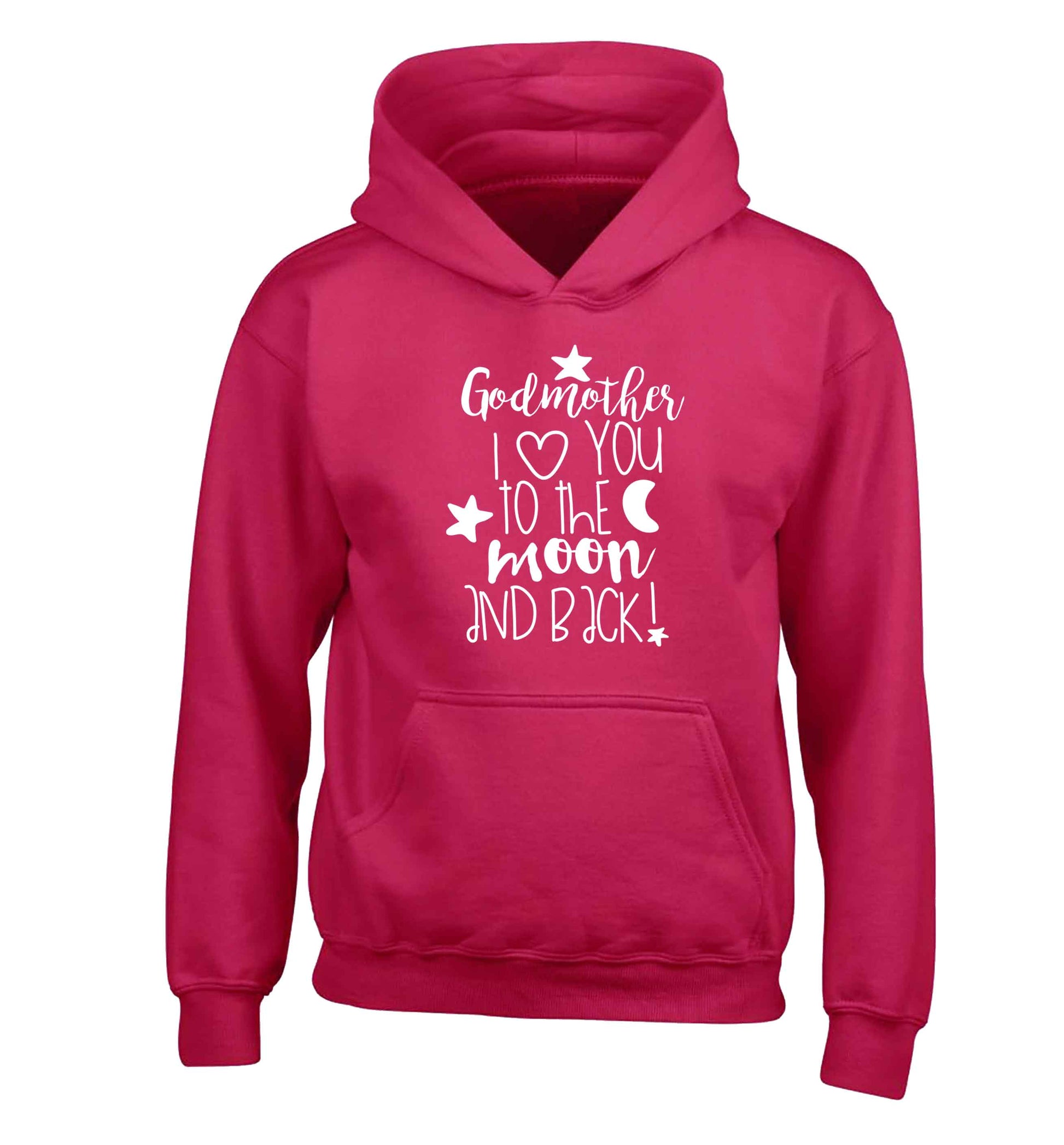 Godmother I love you to the moon and back children's pink hoodie 12-13 Years