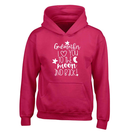 Godmother I love you to the moon and back children's pink hoodie 12-13 Years