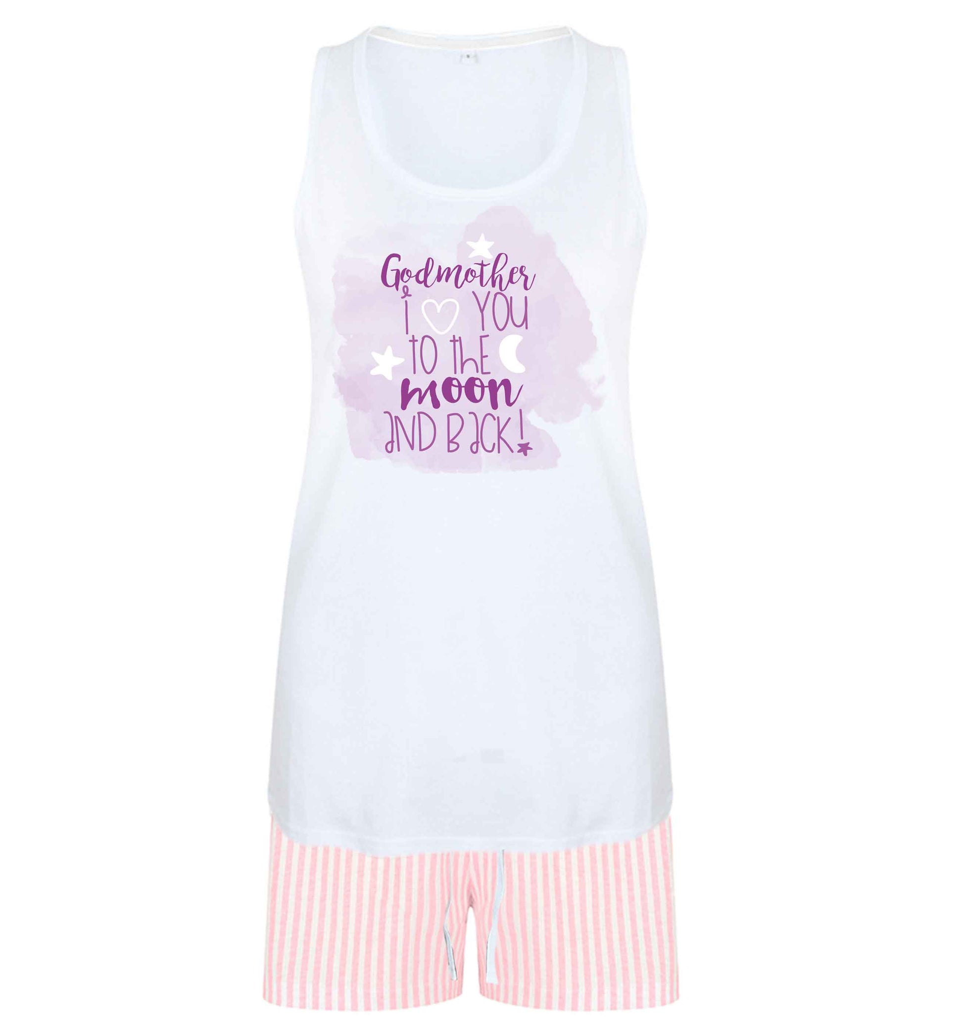 Godmother I love you to the moon and back size XL women's pyjama shorts set in pink 