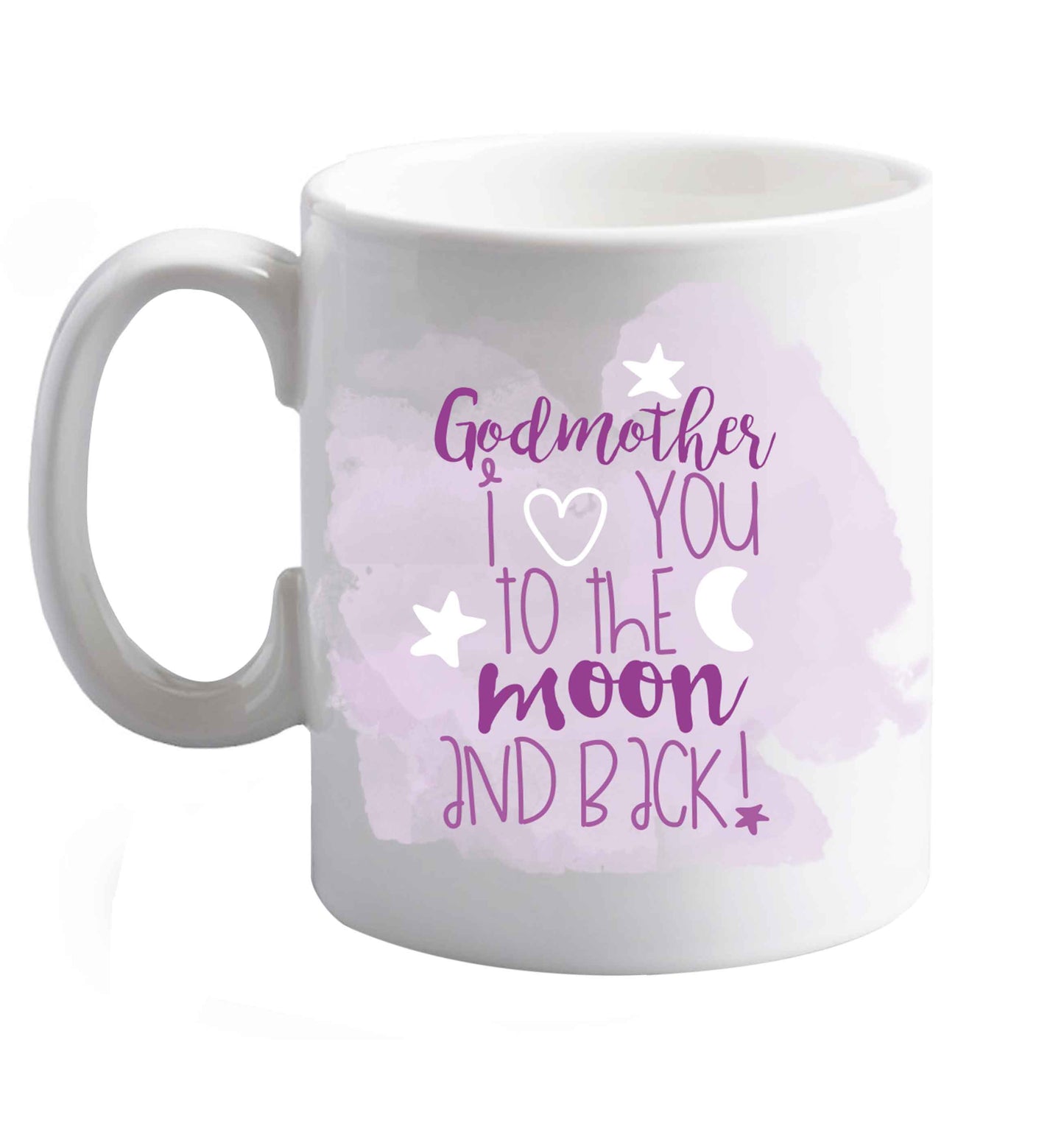 10 oz Godmother I love you to the moon and back  ceramic mug right handed