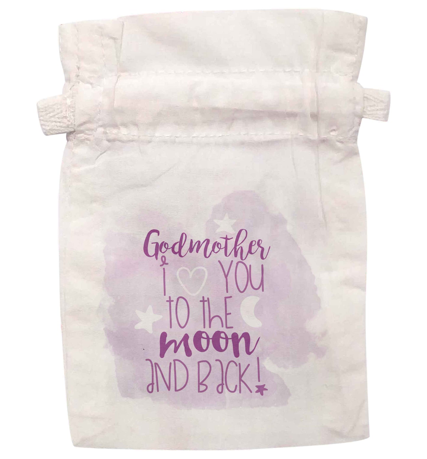 Godmother I love you to the moon and back | XS - L | Pouch / Drawstring bag / Sack | Organic Cotton | Bulk discounts available!
