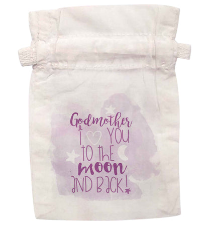 Godmother I love you to the moon and back | XS - L | Pouch / Drawstring bag / Sack | Organic Cotton | Bulk discounts available!