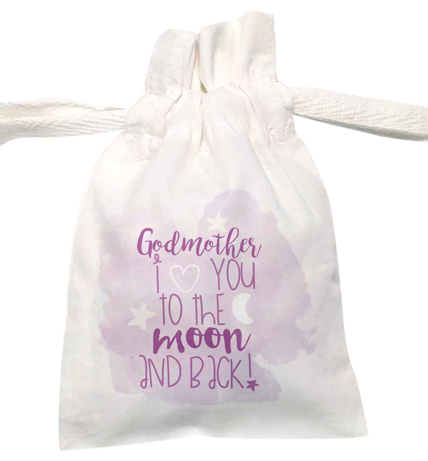 Godmother I love you to the moon and back | XS - L | Pouch / Drawstring bag / Sack | Organic Cotton | Bulk discounts available!