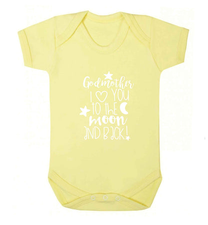Godmother I love you to the moon and back baby vest pale yellow 18-24 months