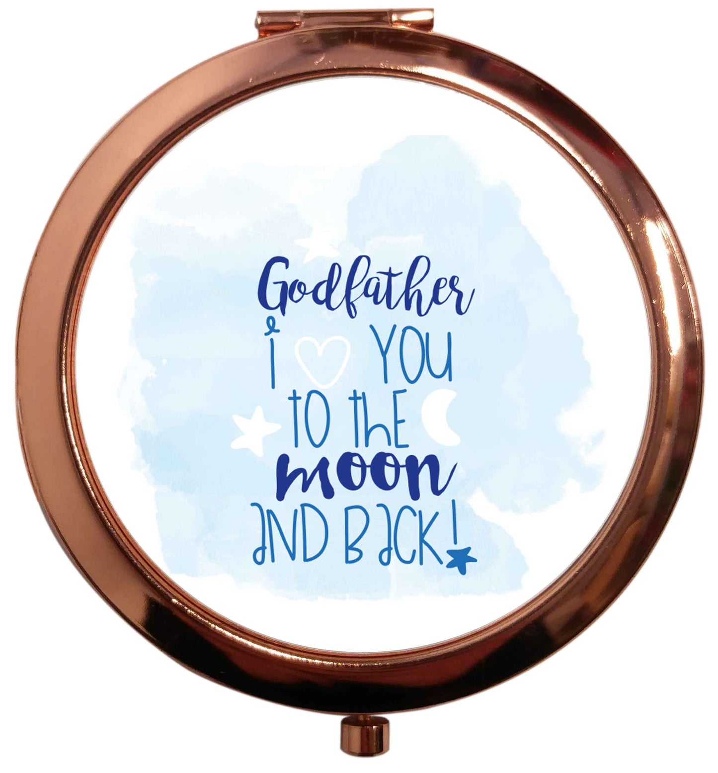 Godfather I love you to the moon and back rose gold circle pocket mirror
