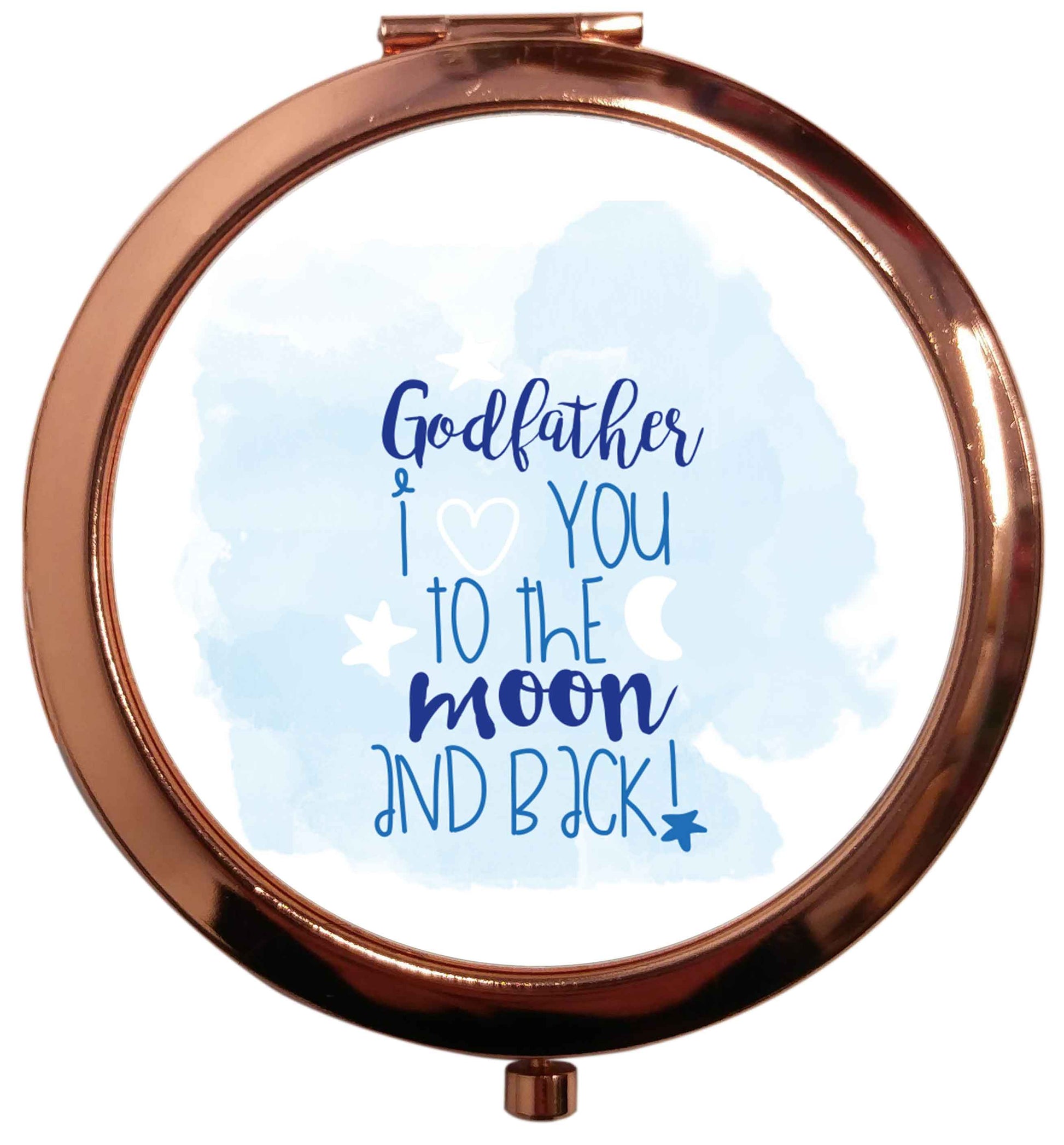 Godfather I love you to the moon and back rose gold circle pocket mirror