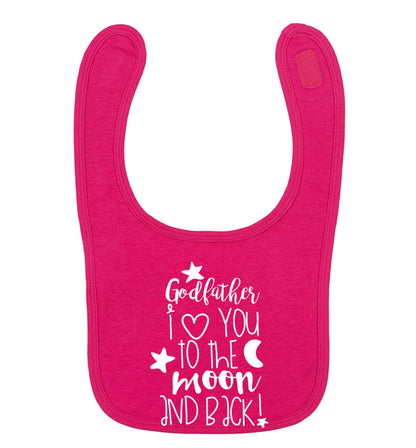 Godfather I love you to the moon and back dark pink baby bib