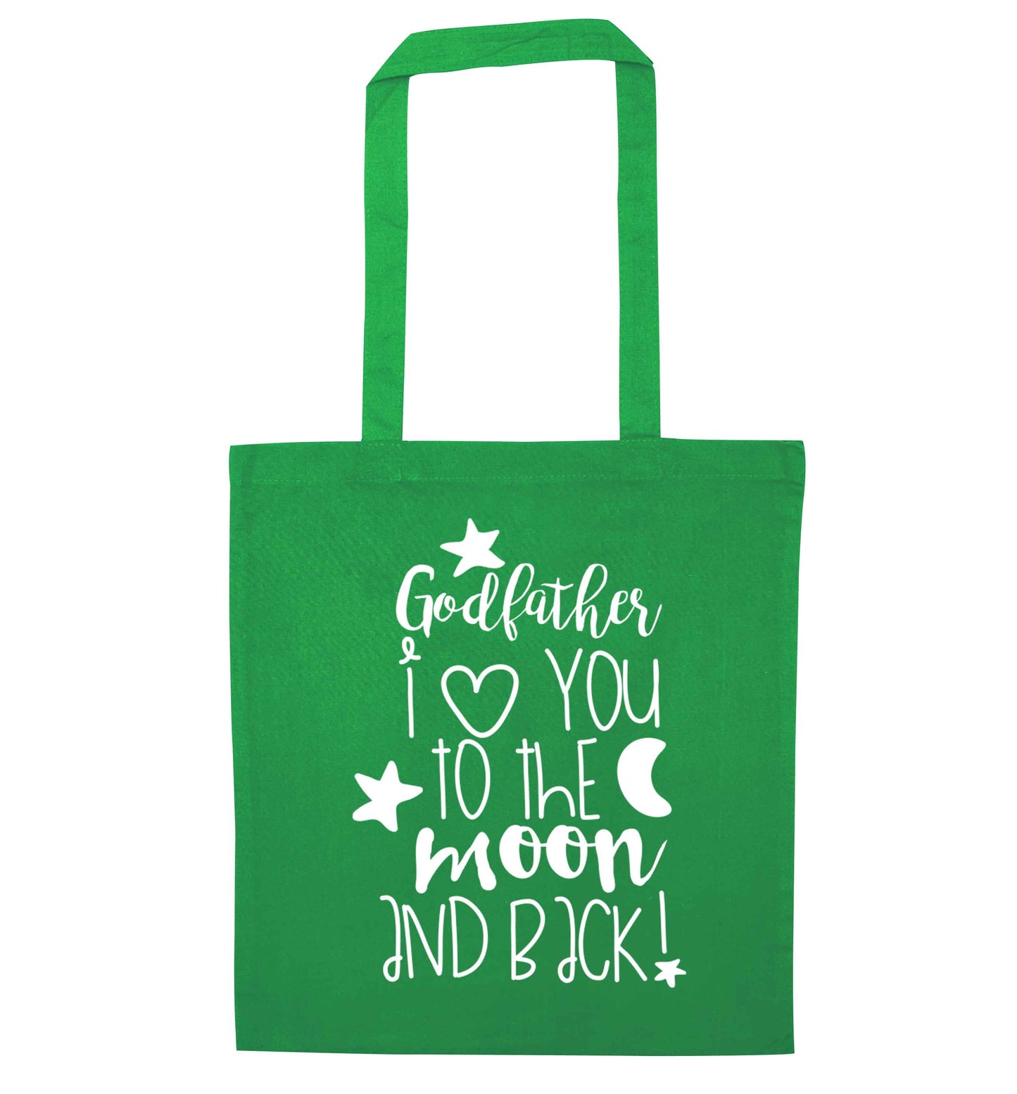 Godfather I love you to the moon and back green tote bag