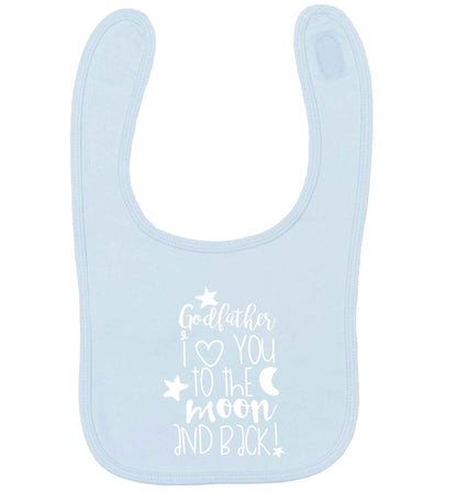 Godfather I love you to the moon and back pale blue baby bib