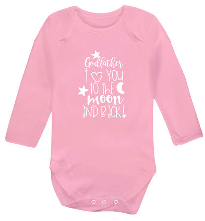 Godfather I love you to the moon and back baby vest long sleeved pale pink 6-12 months