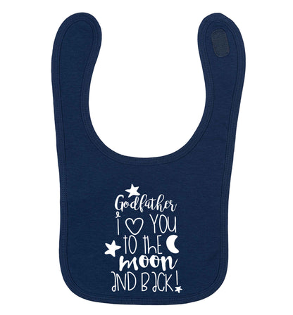 Godfather I love you to the moon and back navy baby bib