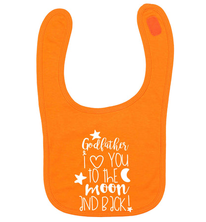 Godfather I love you to the moon and back orange baby bib