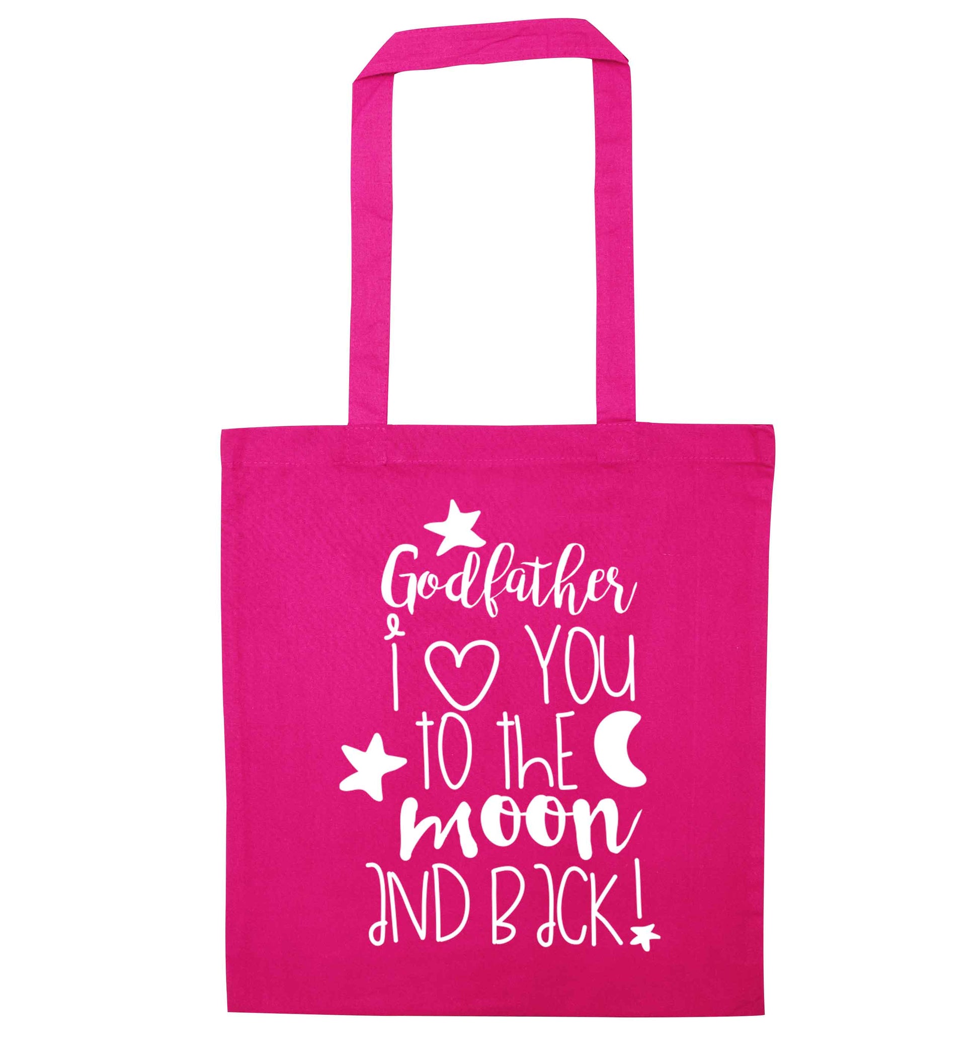 Godfather I love you to the moon and back pink tote bag