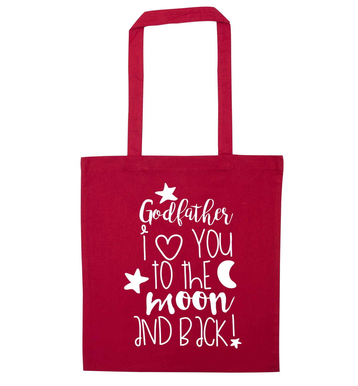 Godfather I love you to the moon and back red tote bag