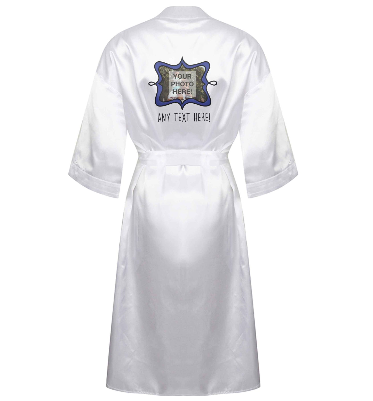 Any Photo or Text Navy Frame XL/XXL white ladies dressing gown size 16/18
